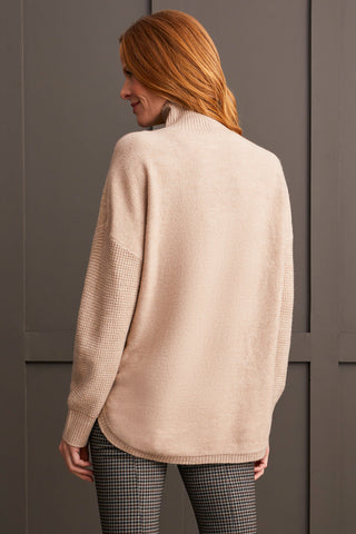 TEXTURED MOCK NECK SWEATER-Oatmeal