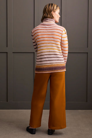 YARN STRIPE TURTLENECK SWEATER-Bordeaux