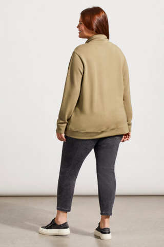 FUNNEL NECK TOP WITH POCKETS-Aloe