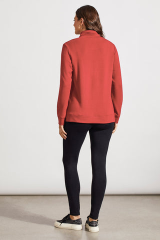 FUNNEL NECK TOP WITH POCKETS-Hot coral