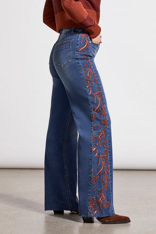 BROOKE HIGH RISE JEANS WITH SIDE EMBROIDERY-Bluewash