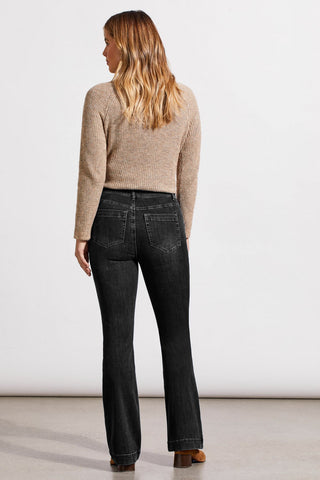 AUDREY PULL-ON FLARE JEANS WITH 5 POCKETS-Dusty black