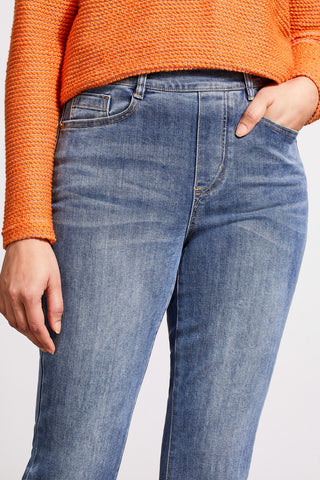 alt view 2 - AUDREY PULL-ON FLARE JEANS WITH 5 POCKETS-River blue