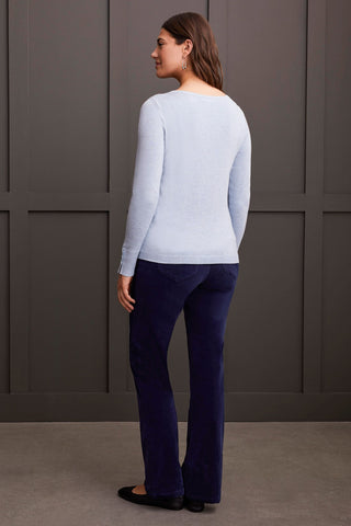 alt view 3 - BOAT NECK SWEATER WITH BUTTON SLEEVE-H.glacier