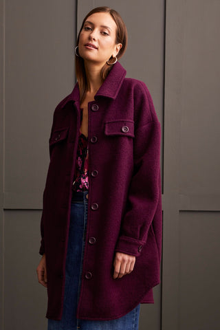 alt view 1 - BOILED WOOL JACKET WITH POCKETS-Dark plum