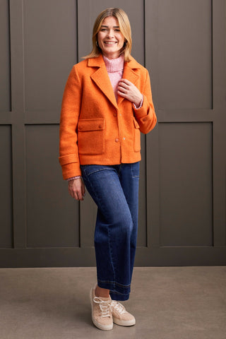 alt view 1 - BOILED WOOL PEACOAT-Burntorange