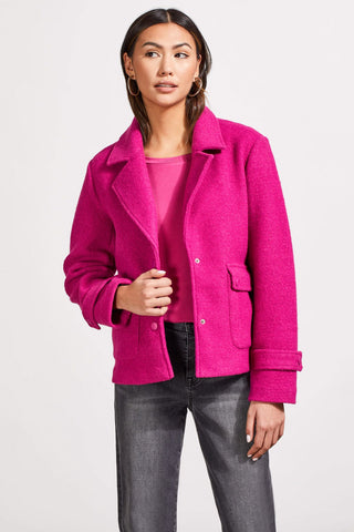 alt view 1 - BOILED WOOL PEACOAT-Deep magenta