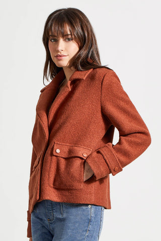 alt view 4 - BOILED WOOL PEACOAT-Marsala