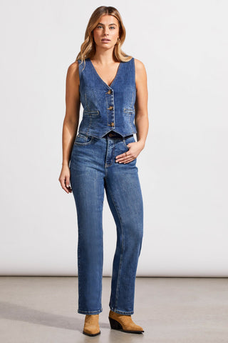 alt view 1 - BROOKE HIGH-RISE MICROFLARE JEANS WITH CONTRAST WAISTBAND-Soft indigo