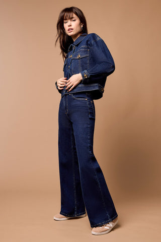 alt view 1 - BROOKE HIGH RISE PALAZZO JEANS-Dk. denim