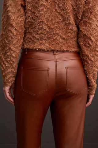 alt view 3 - COATED STRAIGHT LEG 5 POCKET PANTS-Walnut