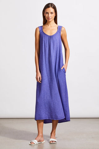 alt view 1 - CRINKLED COTTON GAUZE DRESS WITH ADJUSTABLE STRAPS AND POCKETS-Ultra violet