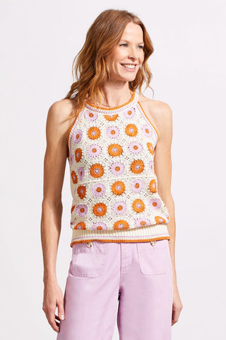 alt view 1 - CROCHET COTTON RETRO SWEATER TANK-Ecru multi