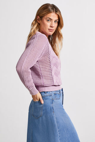 alt view 3 - DOLMAN CREW NECK SWEATER WITH SPECIAL WASH-Lavender blush