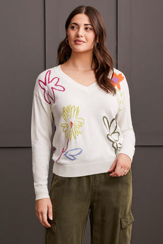 alt view 2 - DROP SHOULDER JACQUARD SWEATER-Eggshell multi