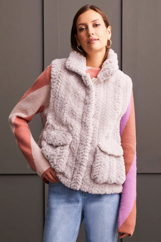 alt view 4 - FAUX FUR SLEEVELESS VEST-Fair orchid