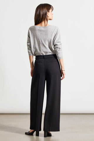 alt view 4 - FLOWY PALAZZO TROUSERS-Black