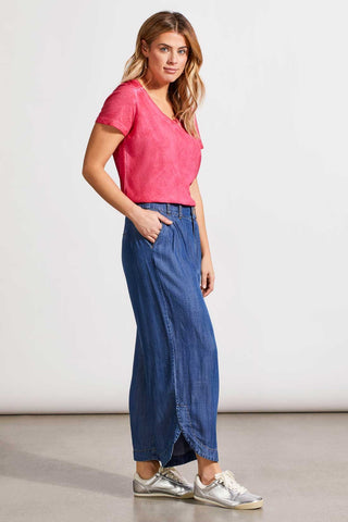 alt view 4 - FLOWY PLEATED PANT WITH TULIP HEM-Dk. chambray