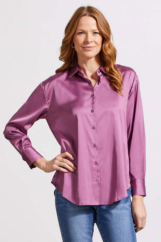 alt view 3 - FLOWY SATIN BUTTON-UP SHIRT-Grape