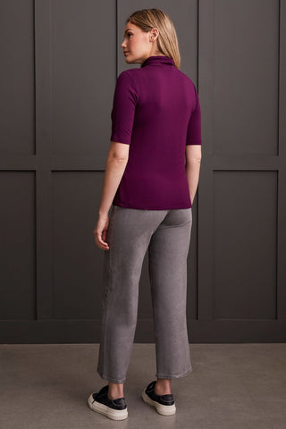 alt view 3 - FRENCH TERRY ELBOW SLEEVE TOP-Dark plum