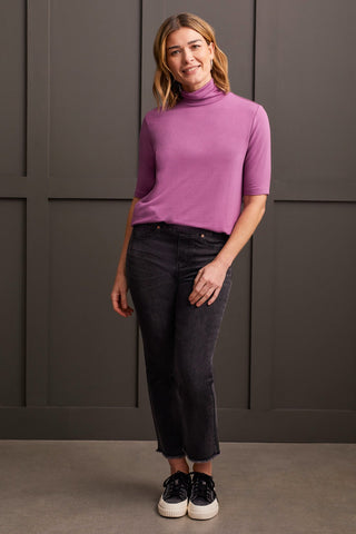 alt view 2 - FRENCH TERRY ELBOW SLEEVE TOP-Grape