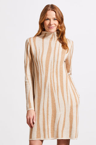 alt view 4 - FUNNEL NECK JACQUARD SWEATER DRESS-Beige