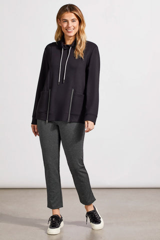 alt view 2 - FUNNEL NECK TOP WITH POCKETS-Black