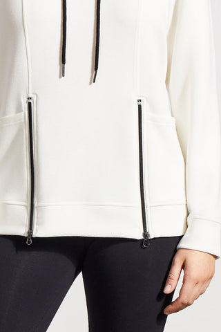 alt view 2 - FUNNEL NECK TOP WITH POCKETS-Cream