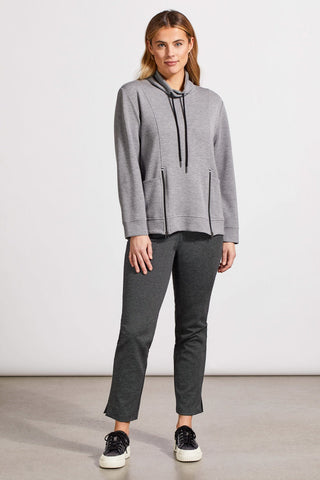 alt view 2 - FUNNEL NECK TOP WITH POCKETS-Grey mix