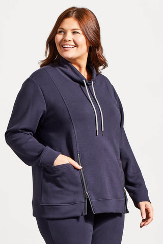 FUNNEL NECK TOP WITH POCKETS-Night sky