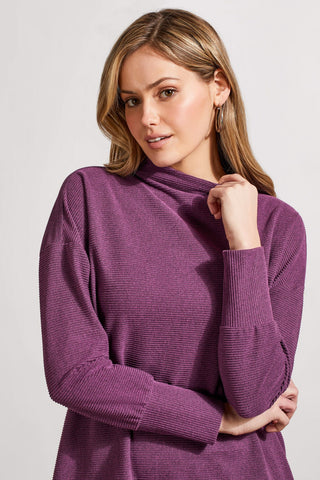 alt view 2 - FUNNEL NECK TUNIC-H dark plum