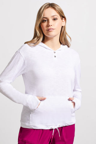 alt view 1 - HOODED TOP WITH KANGAROO POCKET-White