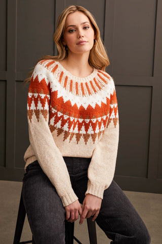 alt view 1 - INTARSIA SWEATER WITH BRASS STUDS-Cream