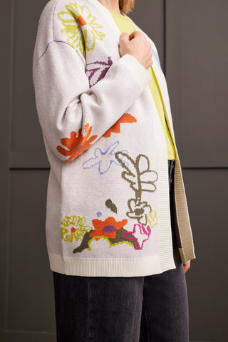 alt view 3 - JACQUARD SWEATER CARDIGAN-Eggshell multi