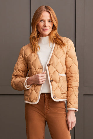 alt view 1 - LIGHTWEIGHT QUILTED PUFFER JACKET-Tan