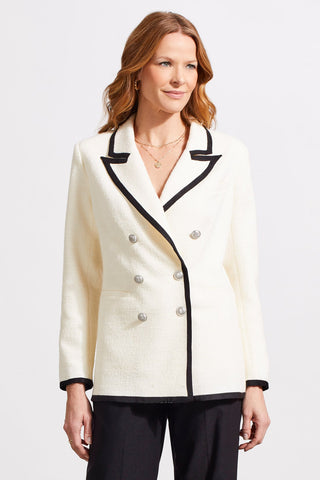 alt view 1 - LINED BLAZER WITH CONTRAST TIPPING-Moonstone