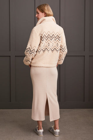 alt view 4 - LINED BOUCLE SHERPA JACKET WITH EMBROIDERY-Latte