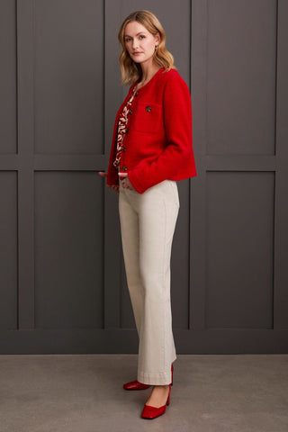 alt view 4 - LINED BUTTON-UP JACKET-Scarlet