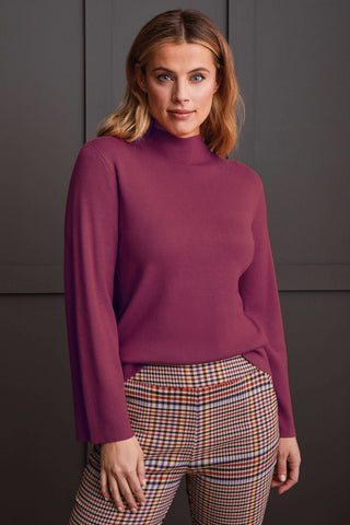 alt view 1 - LONG SLEEVE FUNNEL NECK SWEATER-Bordeaux