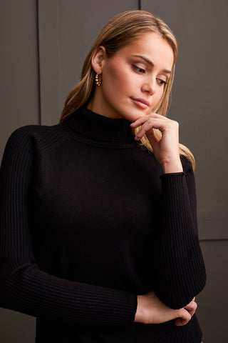 alt view 1 - LONG SLEEVE TURTLENECK SWEATER-Black