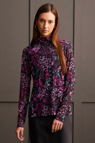 alt view 1 - MESH TURTLENECK TOP WITH LINING-Bright violet