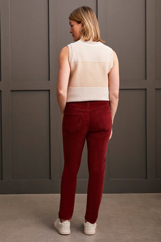 alt view 3 - MICRO CORD AUDREY PULL-ON SLIM ANKLE PANTS-Dk. portwine