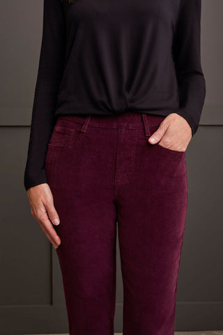 alt view 2 - MICRO CORD AUDREY PULL-ON SLIM ANKLE PANTS-Raisin