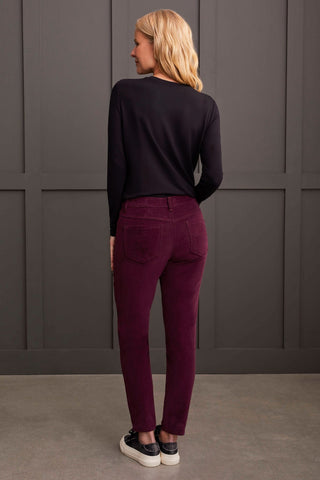 alt view 4 - MICRO CORD AUDREY PULL-ON SLIM ANKLE PANTS-Raisin