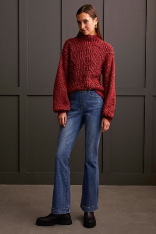 alt view 2 - OVERSIZED FUNNEL NECK SWEATER-Scarlet