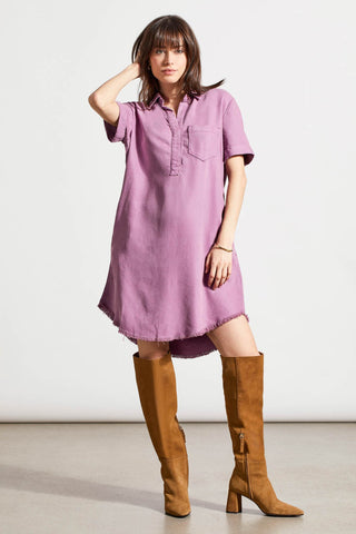 alt view 1 - POP-OVER SHIRT DRESS WITH POCKETS-Grape