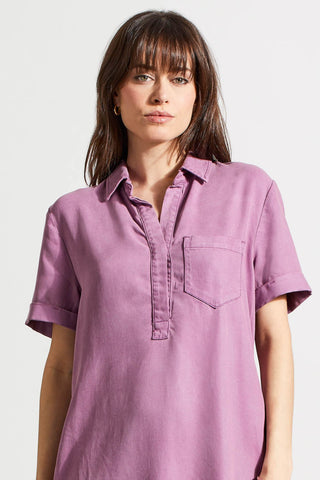 alt view 2 - POP-OVER SHIRT DRESS WITH POCKETS-Grape