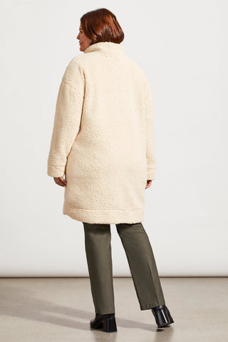 LIGHTWEIGHT SHERPA COAT WITH MOCK NECK COLLAR-Moonstone