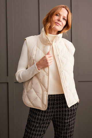 alt view 1 - QUILTED A-LINE PUFFER VEST-Moonstone