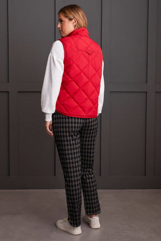 alt view 3 - QUILTED A-LINE PUFFER VEST-Scarlet